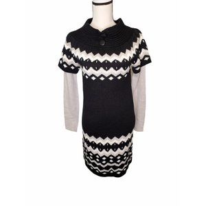 Eten Size XL Sweater Dress Black Gray Layered